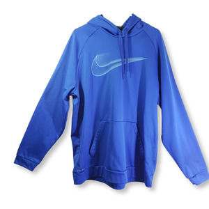 NIKE Men's XXL Blue Solid Dri-Fit Hoodie, Pullover Activewear GUC